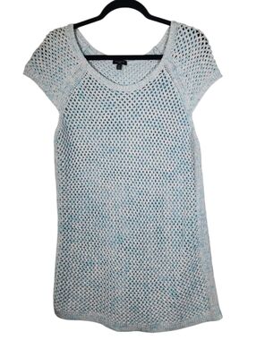 Talbots Light Blue and White Open-Knit Top